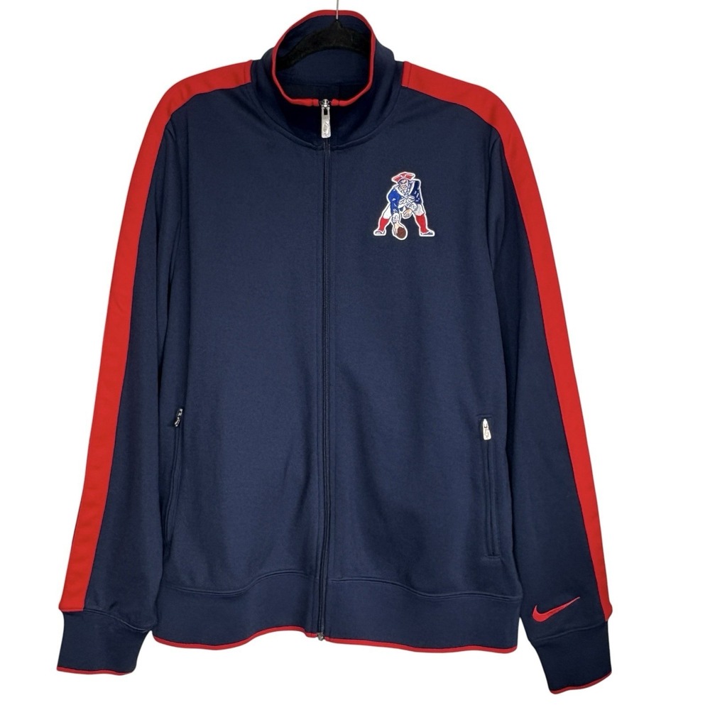 New England Patriots Nike NFL Zip Track Jacket XL Pat Patriot Logo Embroidered